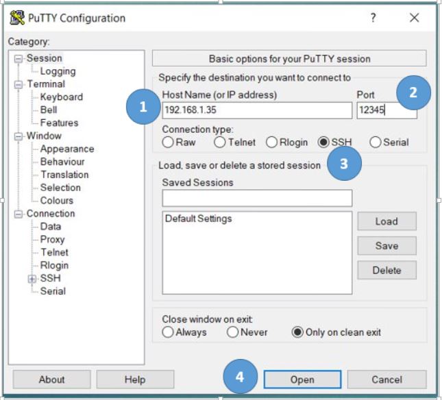 Putty connection instructions